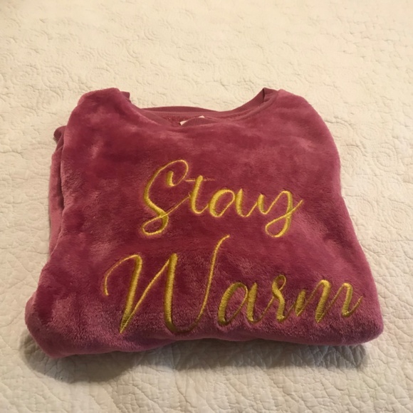Fluffy! Secret Treasures long sleeved pink crewneck “stay warm” sweatshirt (L) - Picture 15 of 15